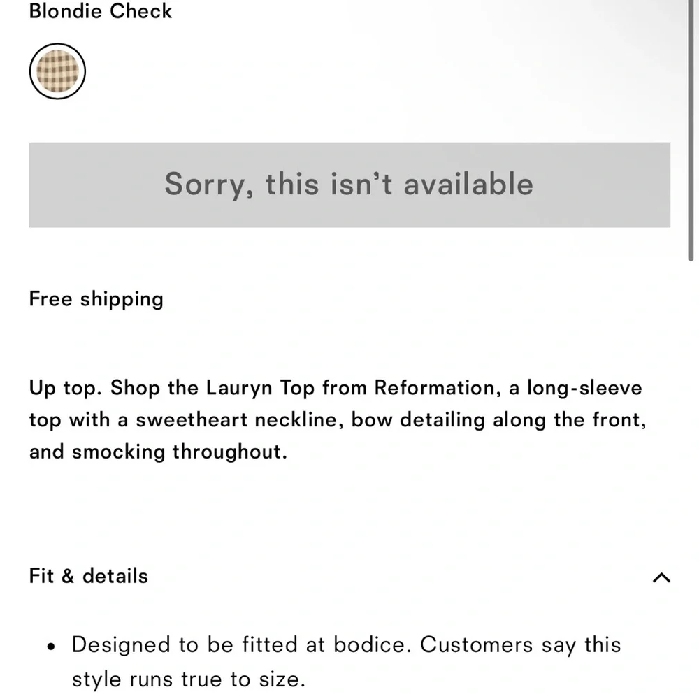 NWT Reformation Lauryn Top
